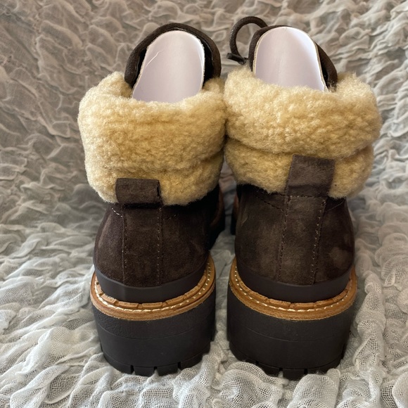 💥NWT💥 Marc Fisher LTD Cade Genuine Shearling Cuff Lace-up Boot - Picture 9 of 15